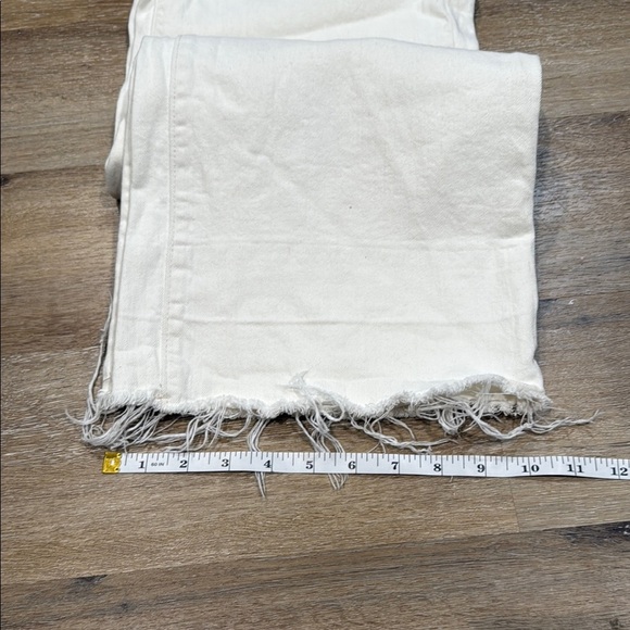 &DENIM Size 26 White Wide Leg Flare Jeans with Frayed Hem - Picture 7 of 13